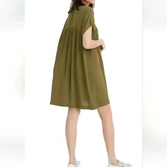 Madewell Shirred Easy Dress in Desert Moss Green - Picture 2 of 13